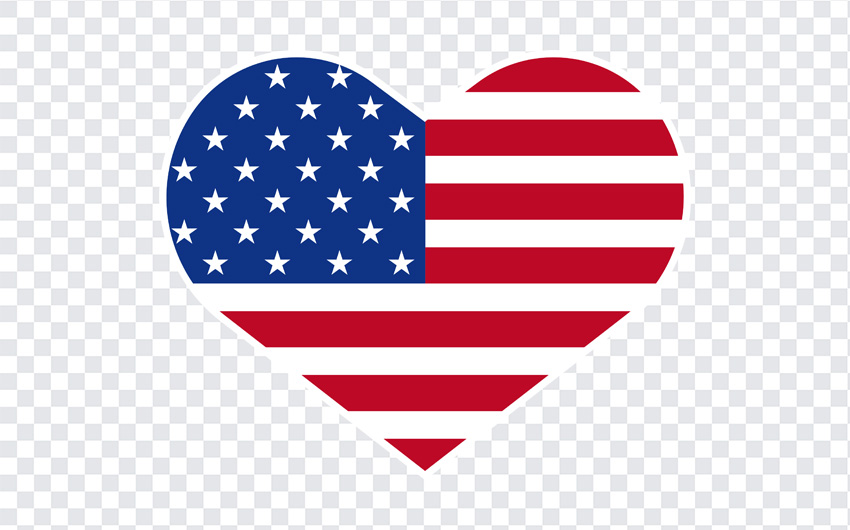 Heart Shaped USA Flag PNG